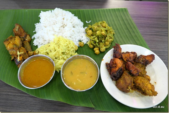 Indian Banana Leaf Rice and Chicken